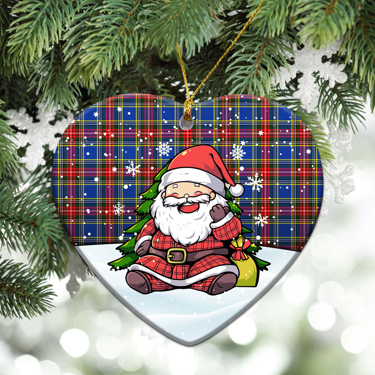 Beaton Modern Tartan Christmas Ceramic Ornament - Scottish Santa Style