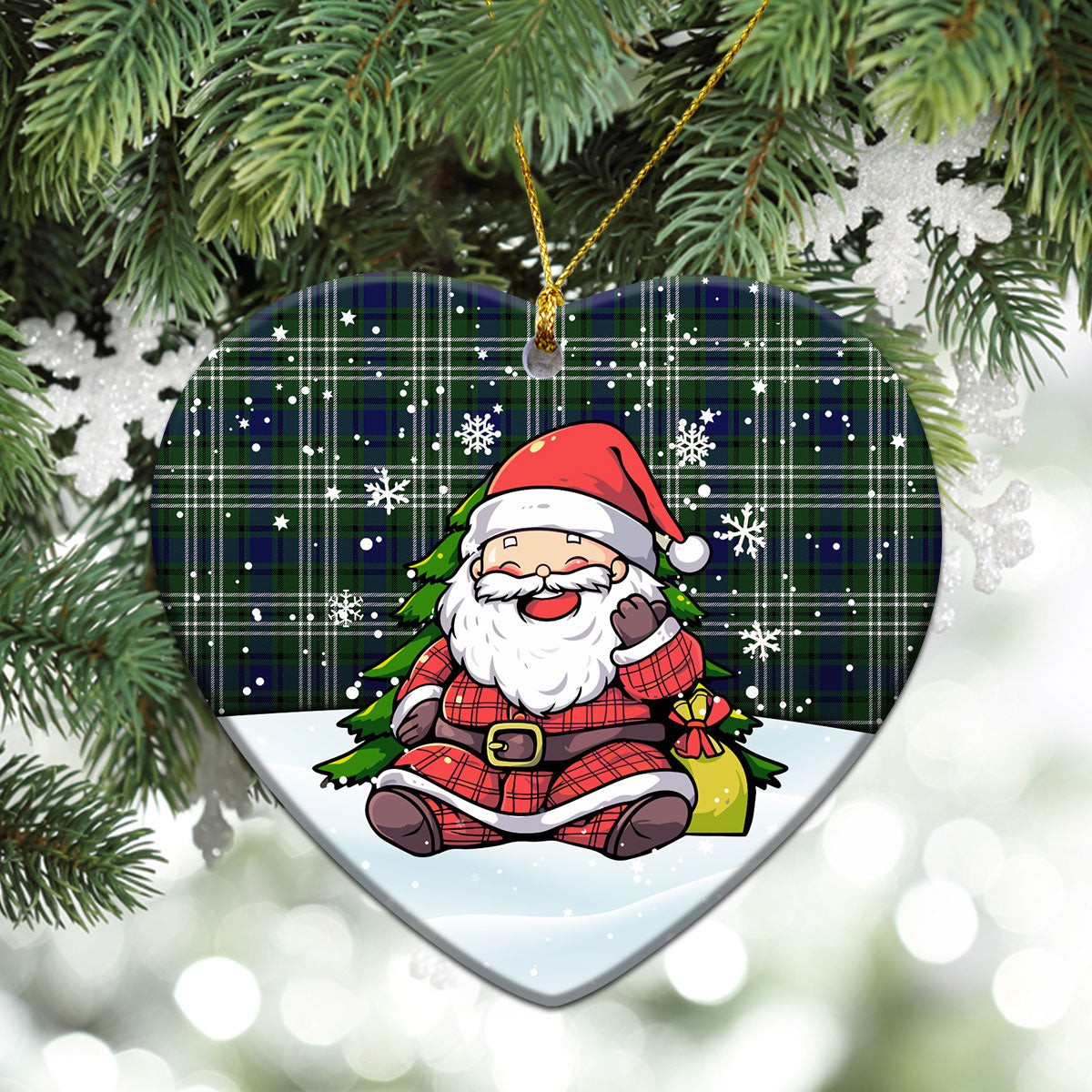 Blyth Tartan Christmas Ceramic Ornament - Scottish Santa Style