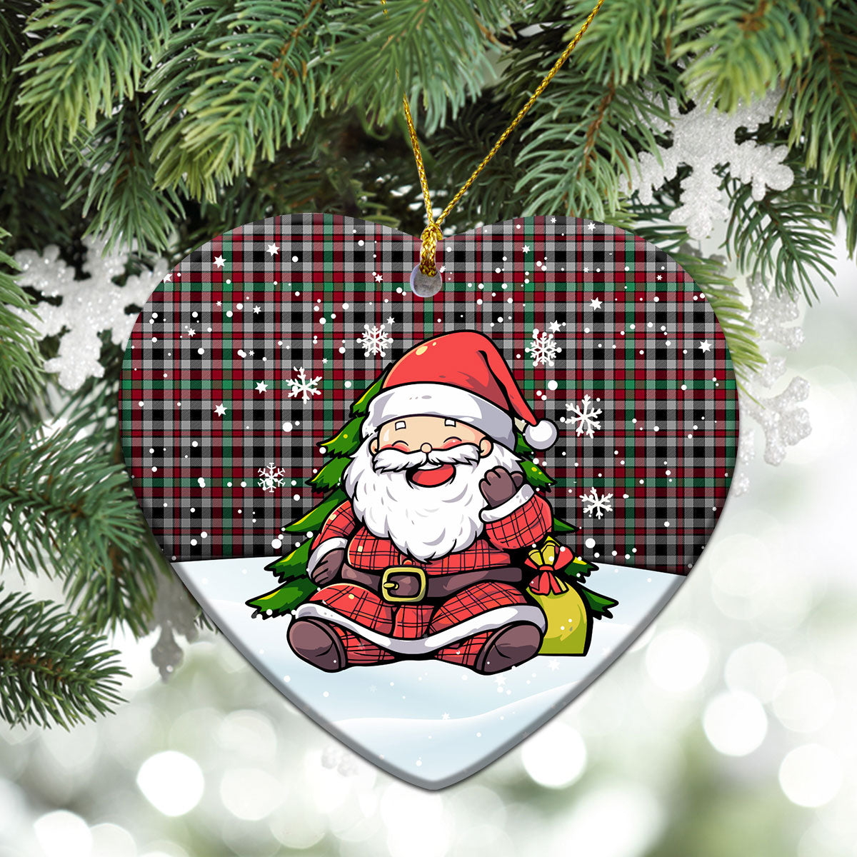 Borthwick Ancient Tartan Christmas Ceramic Ornament - Scottish Santa Style