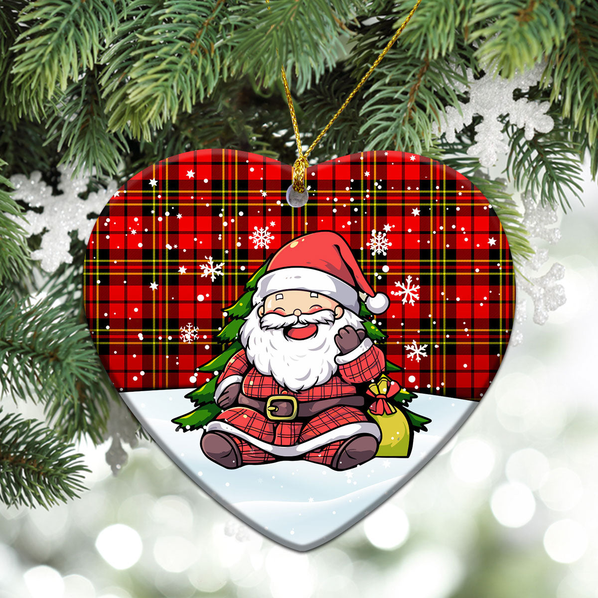 Brodie Modern Tartan Christmas Ceramic Ornament - Scottish Santa Style