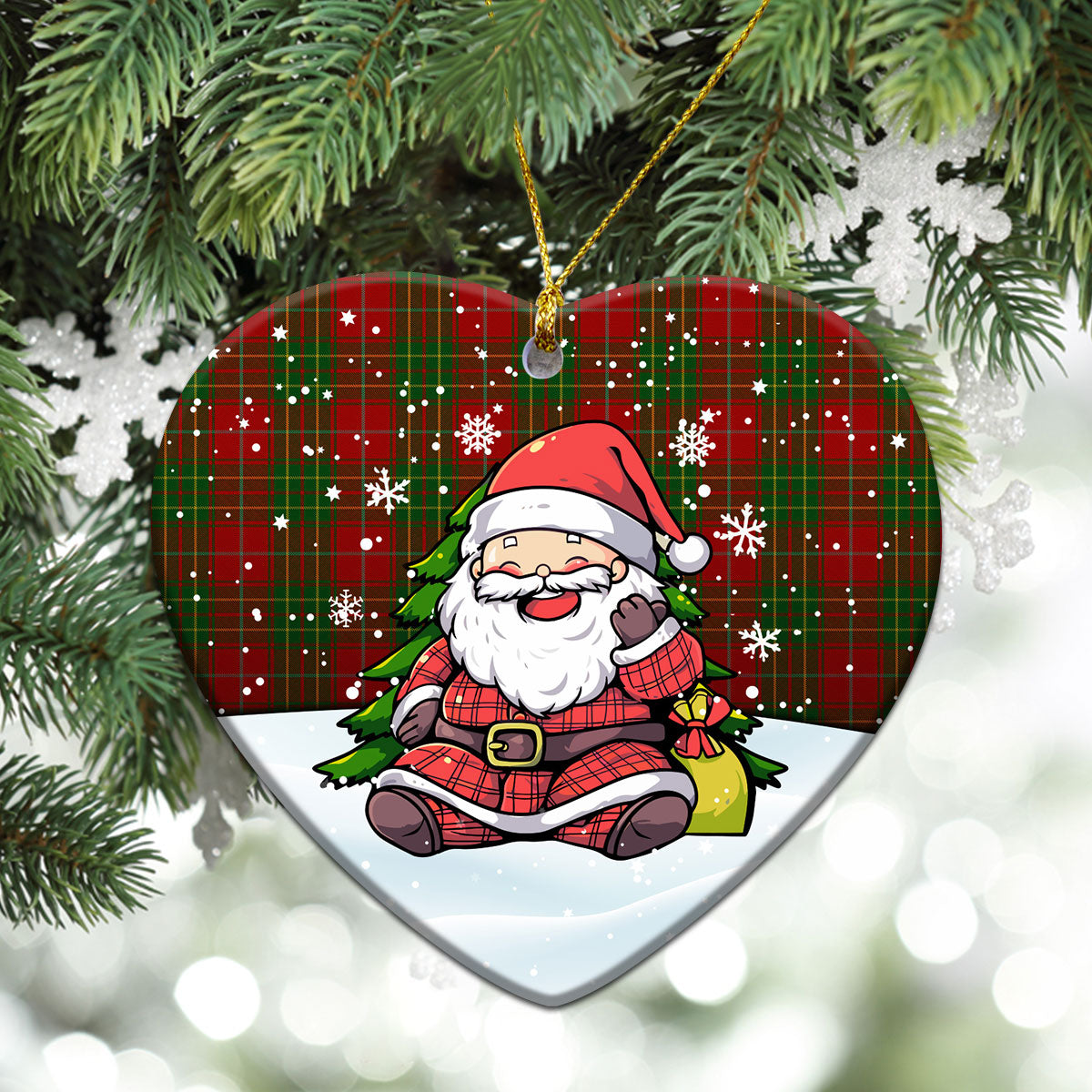 Burnett Tartan Christmas Ceramic Ornament - Scottish Santa Style