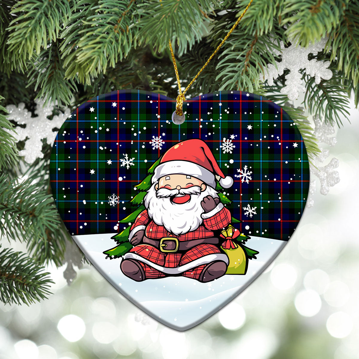 Calder Tartan Christmas Ceramic Ornament - Scottish Santa Style