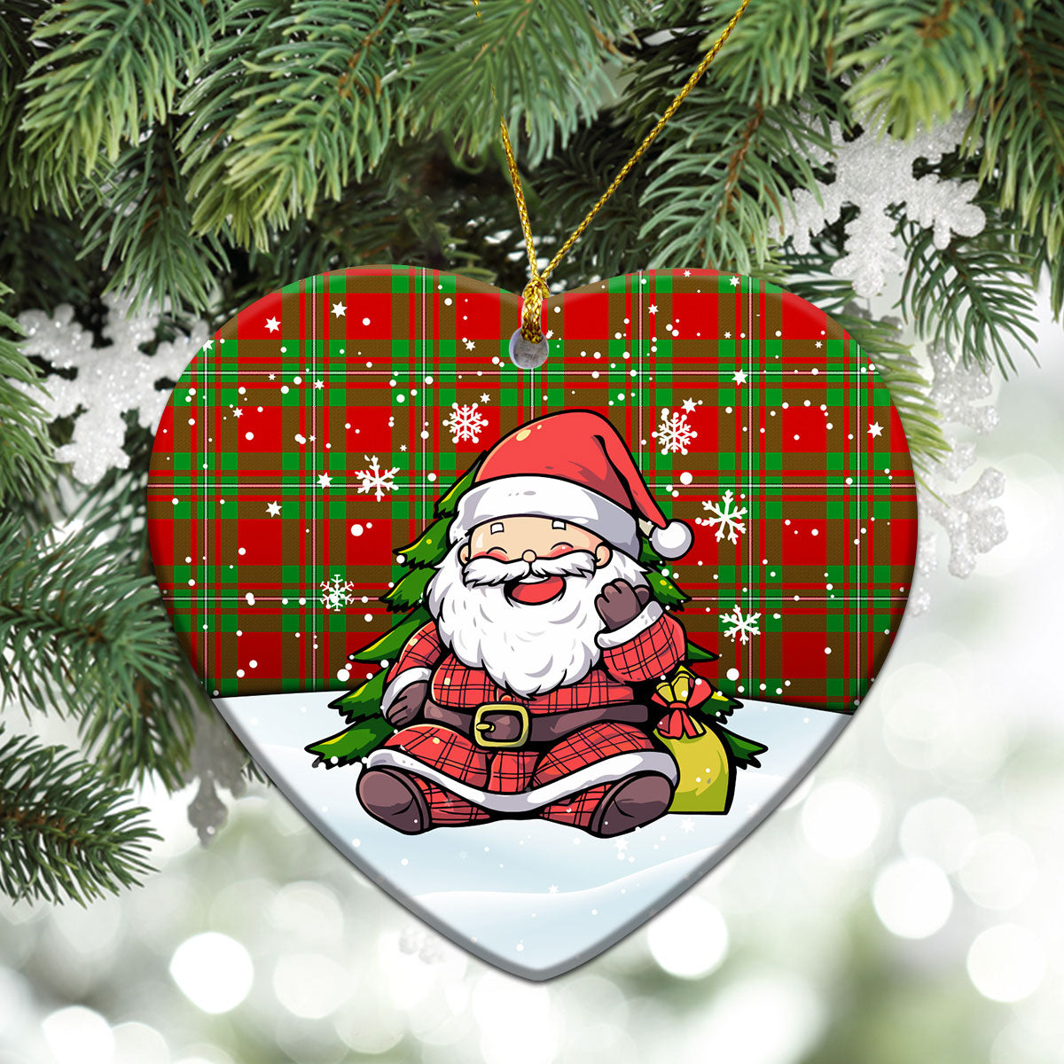 Callander Tartan Christmas Ceramic Ornament - Scottish Santa Style