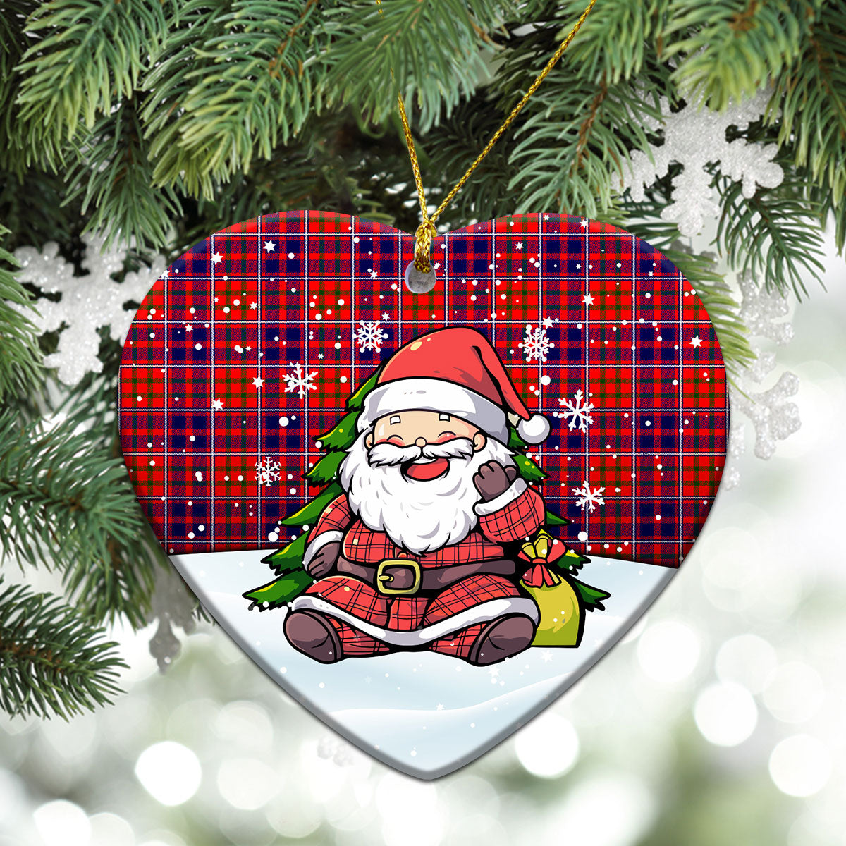 Cameron of Lochiel Modern Tartan Christmas Ceramic Ornament - Scottish Santa Style