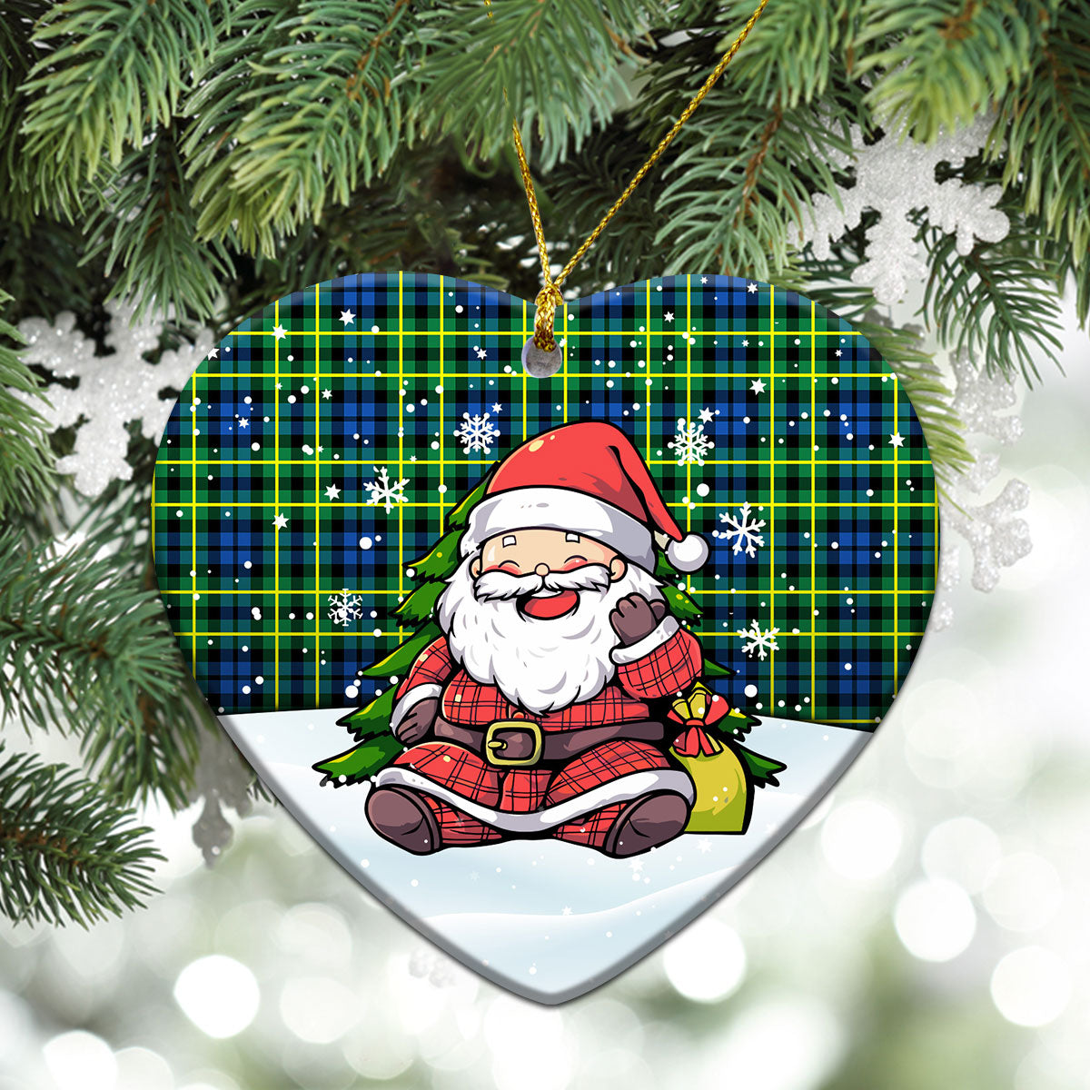 Campbell of Breadalbane Ancient Tartan Christmas Ceramic Ornament - Scottish Santa Style