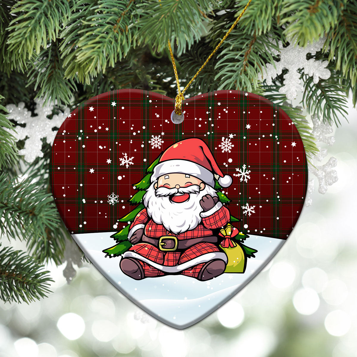 Carruthers Tartan Christmas Ceramic Ornament - Scottish Santa Style