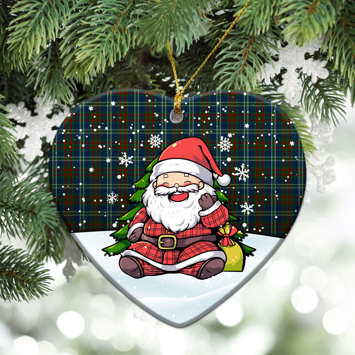 Cathcart Tartan Christmas Ceramic Ornament - Scottish Santa Style