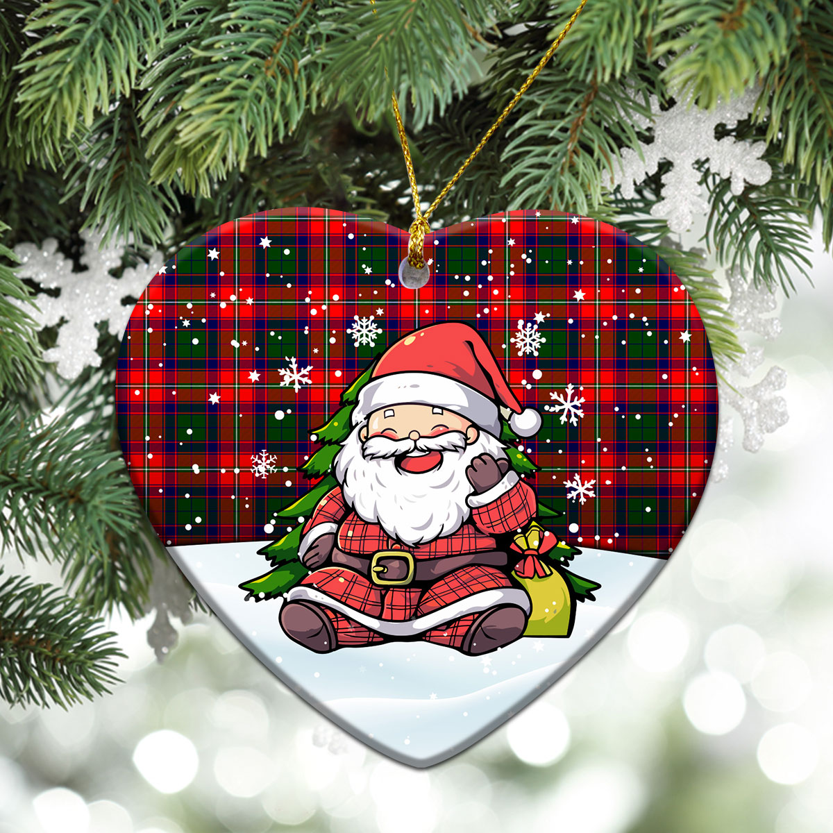 Charteris (Earl of Wemyss) Tartan Christmas Ceramic Ornament - Scottish Santa Style