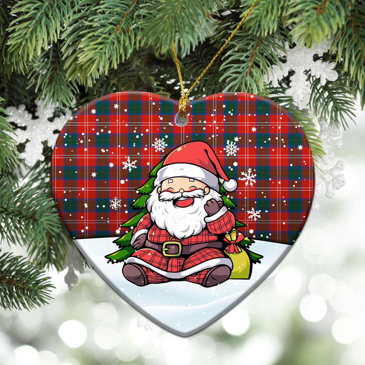 Chisholm Ancient Tartan Christmas Ceramic Ornament - Scottish Santa Style