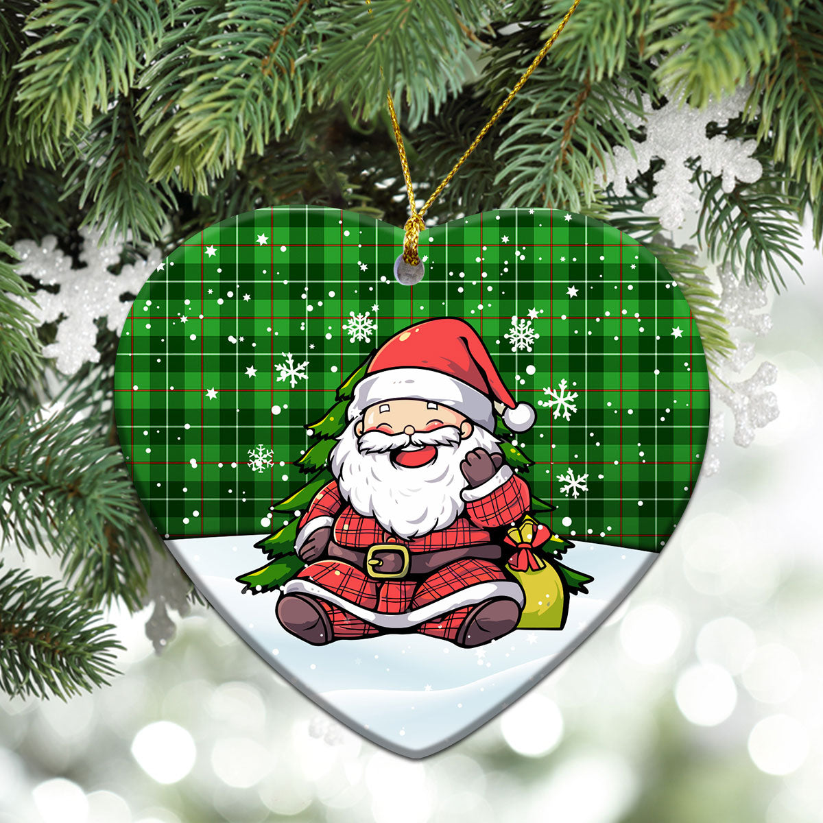 Clephan (or Clephane) Tartan Christmas Ceramic Ornament - Scottish Santa Style