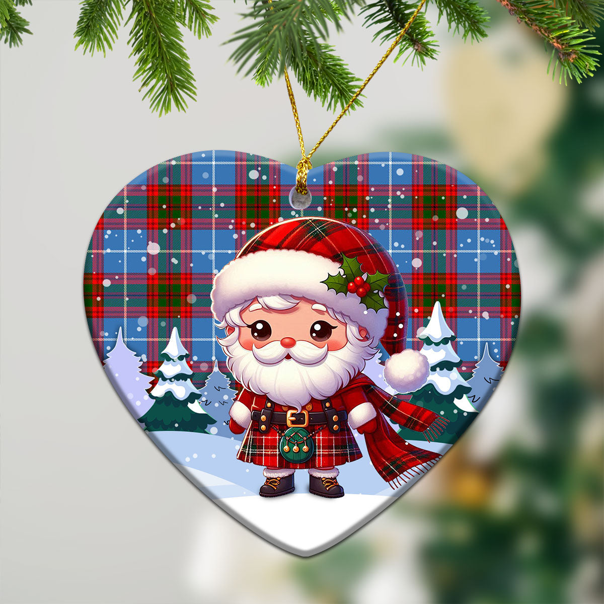 Crichton Tartan Christmas Ceramic Ornament - Santa Claus In Kilt Style