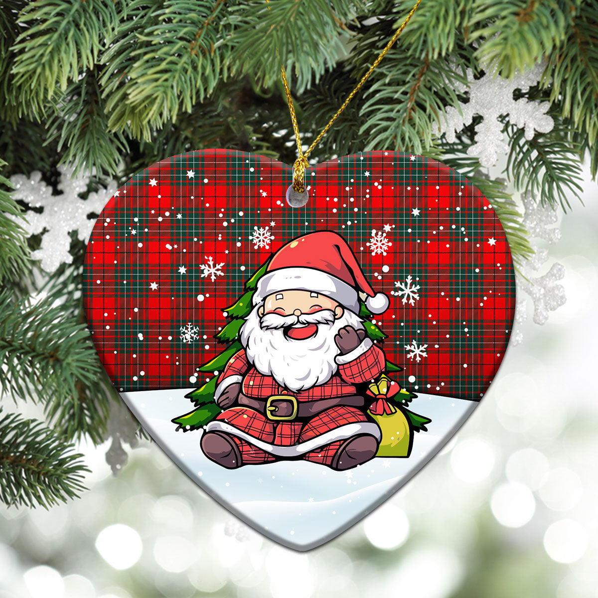 Cumming Modern Tartan Christmas Ceramic Ornament - Scottish Santa Style