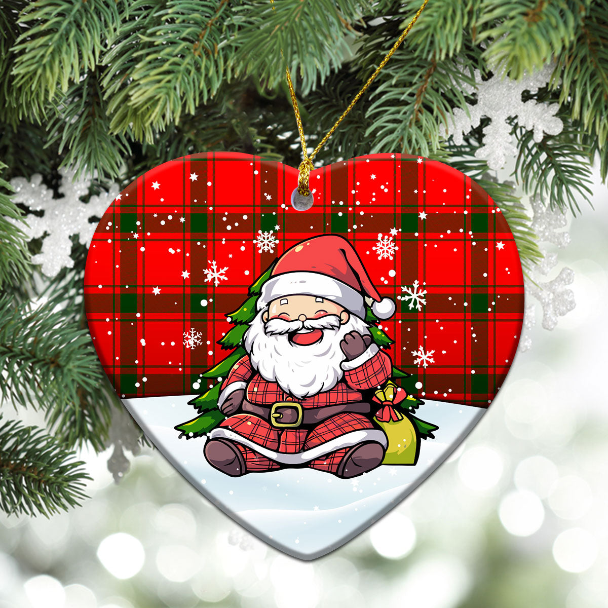 Darroch (Gourock) Tartan Christmas Ceramic Ornament - Scottish Santa Style