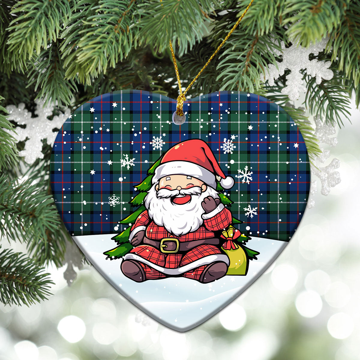 Davidson of Tulloch Tartan Christmas Ceramic Ornament - Scottish Santa Style