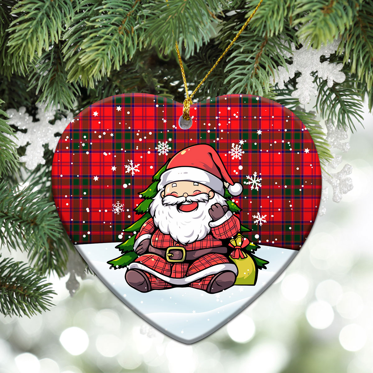 Drummond Modern Tartan Christmas Ceramic Ornament - Scottish Santa Style