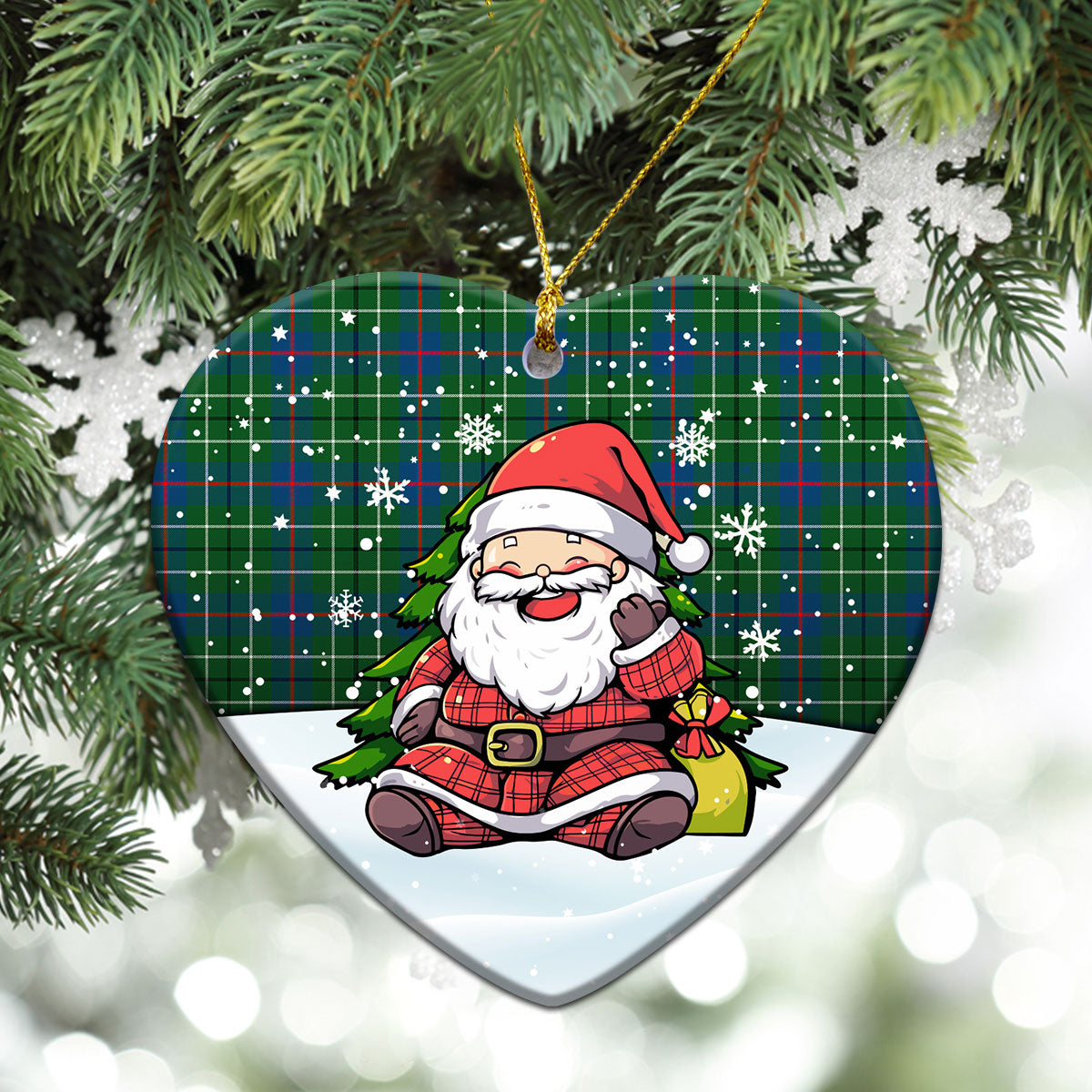 Duncanson Tartan Christmas Ceramic Ornament - Scottish Santa Style