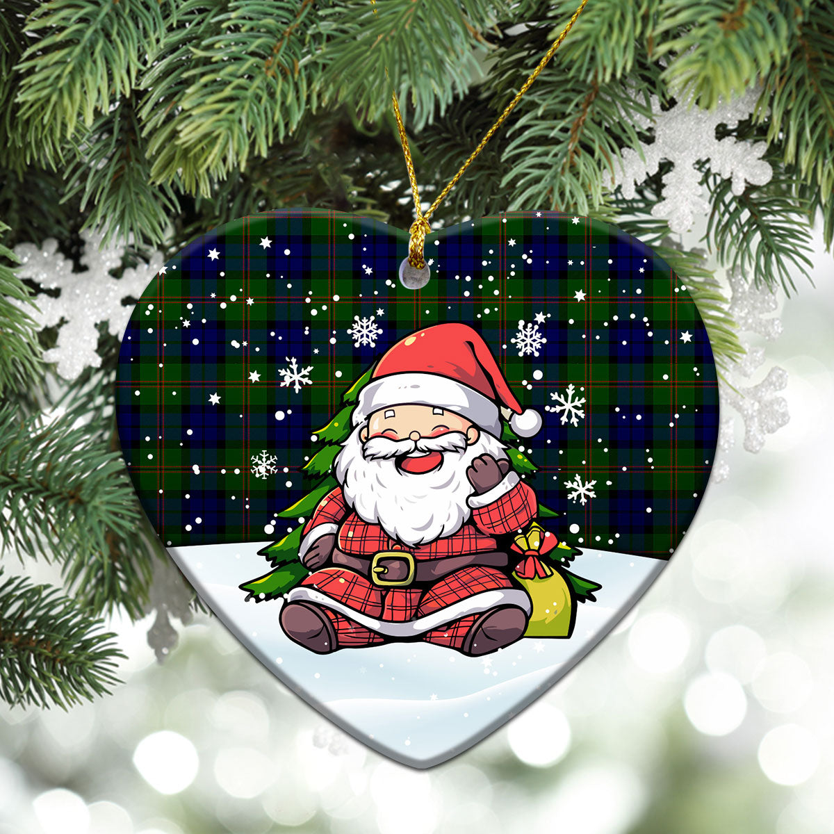 Dundas Modern Tartan Christmas Ceramic Ornament - Scottish Santa Style