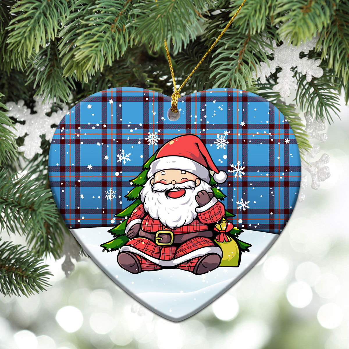 Elliott Ancient Tartan Christmas Ceramic Ornament - Scottish Santa Style