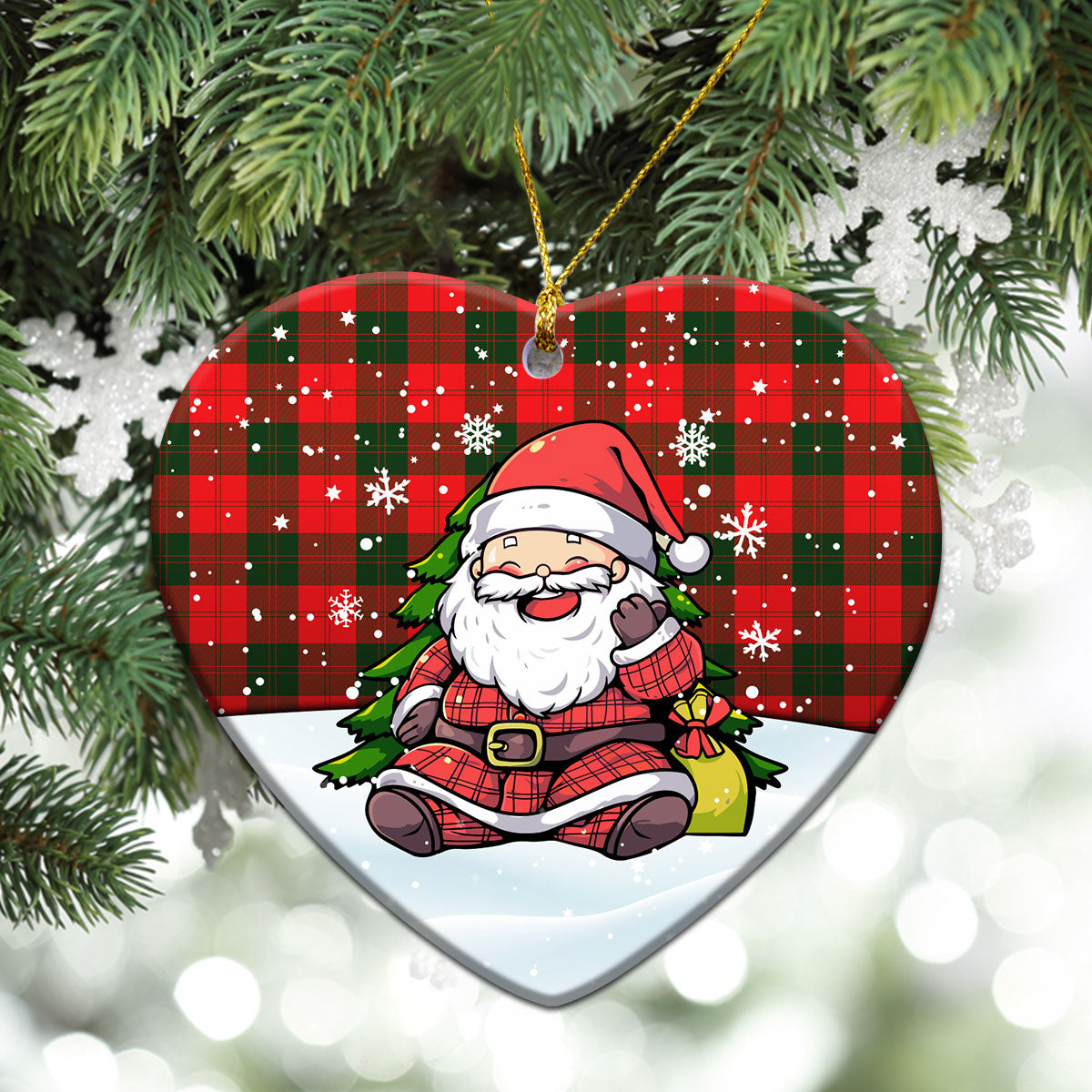 Erskine Modern Tartan Christmas Ceramic Ornament - Scottish Santa Style