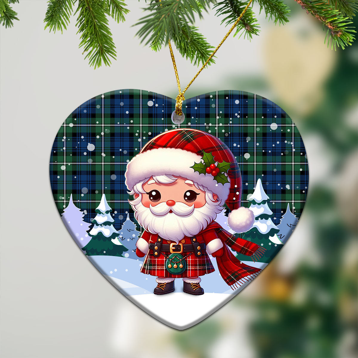 Forbes Ancient Tartan Christmas Ceramic Ornament - Santa Claus In Kilt Style