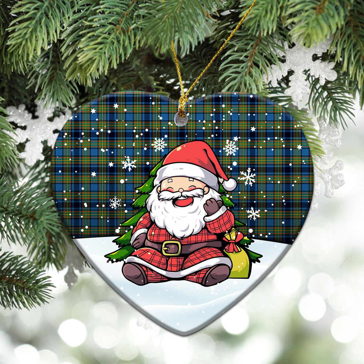 Gillies Ancient Tartan Christmas Ceramic Ornament - Scottish Santa Style