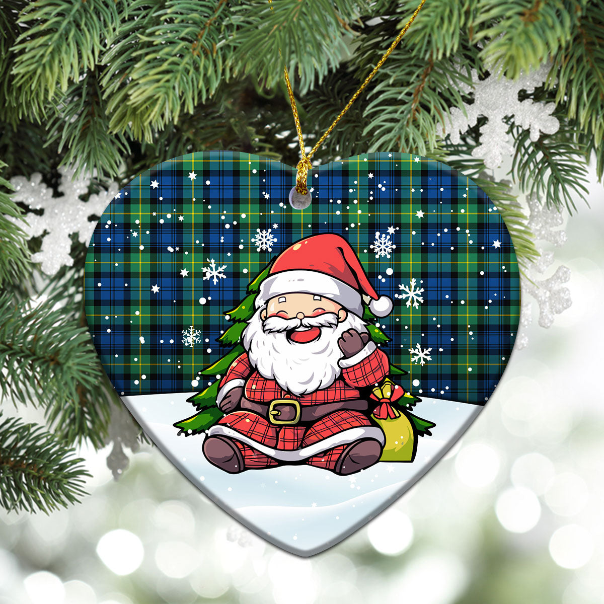 Gordon Ancient Tartan Christmas Ceramic Ornament - Scottish Santa Style