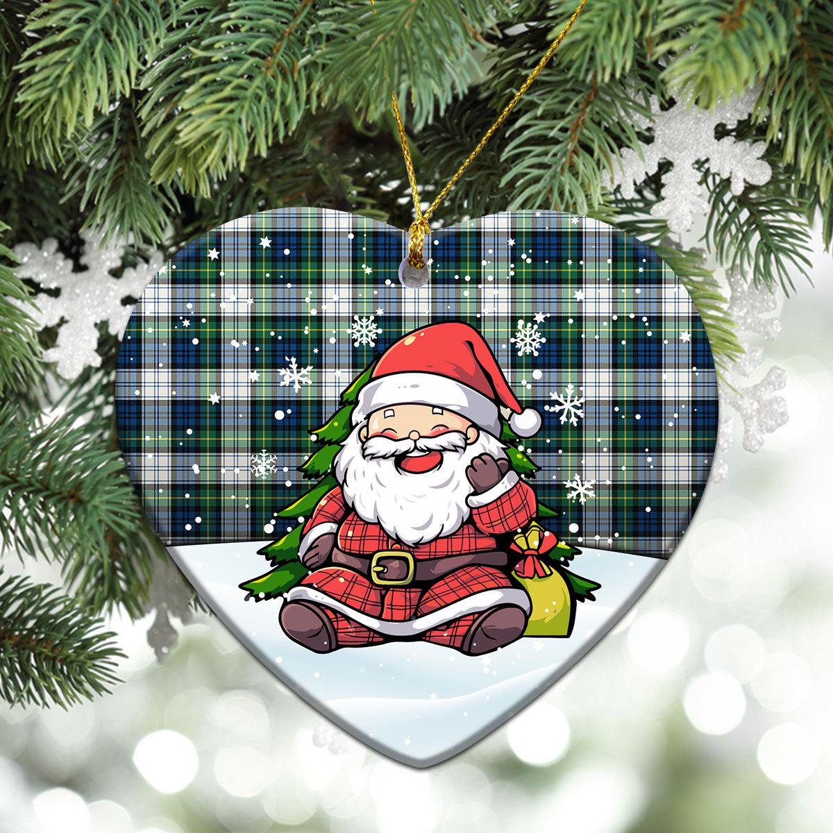 Gordon Dress Ancient Tartan Christmas Ceramic Ornament - Scottish Santa Style