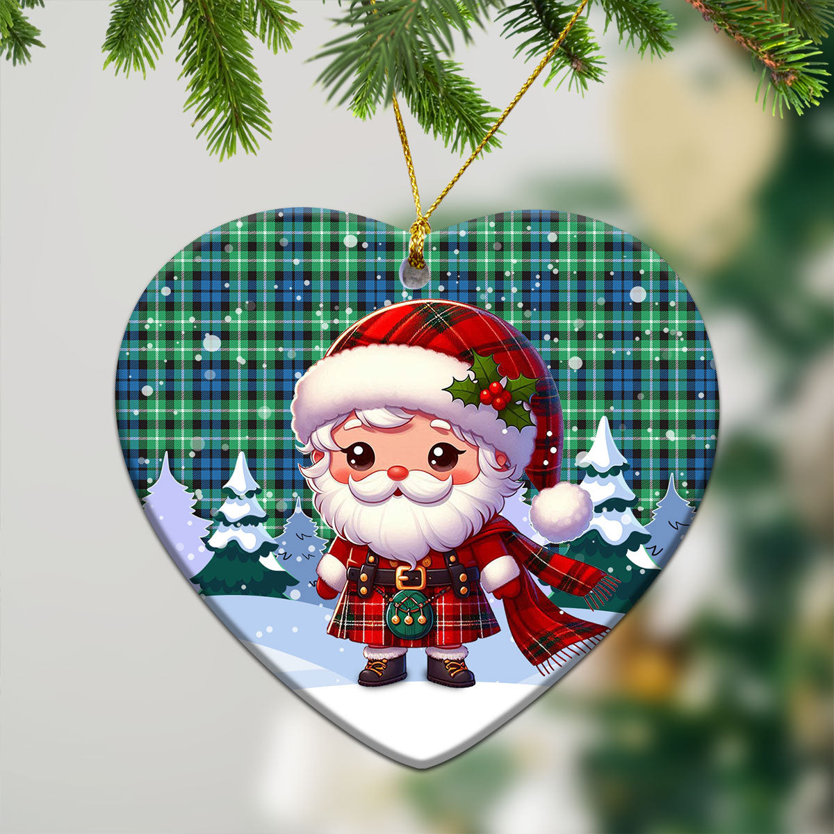 Graham of Montrose Ancient Tartan Christmas Ceramic Ornament - Santa Claus In Kilt Style