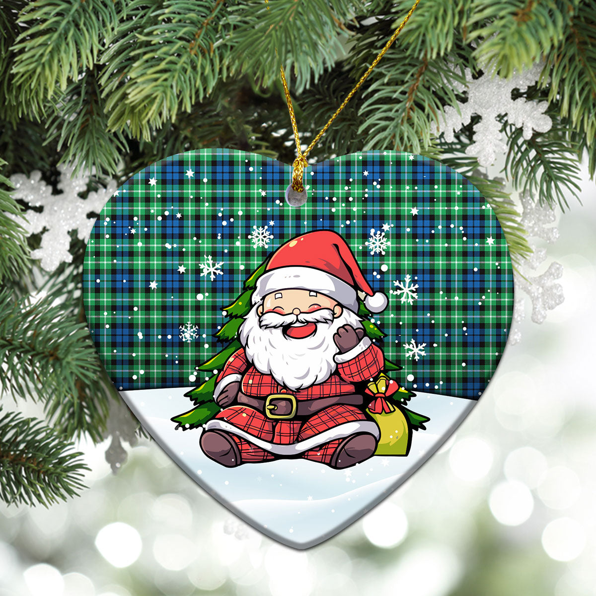 Graham of Montrose Ancient Tartan Christmas Ceramic Ornament - Scottish Santa Style