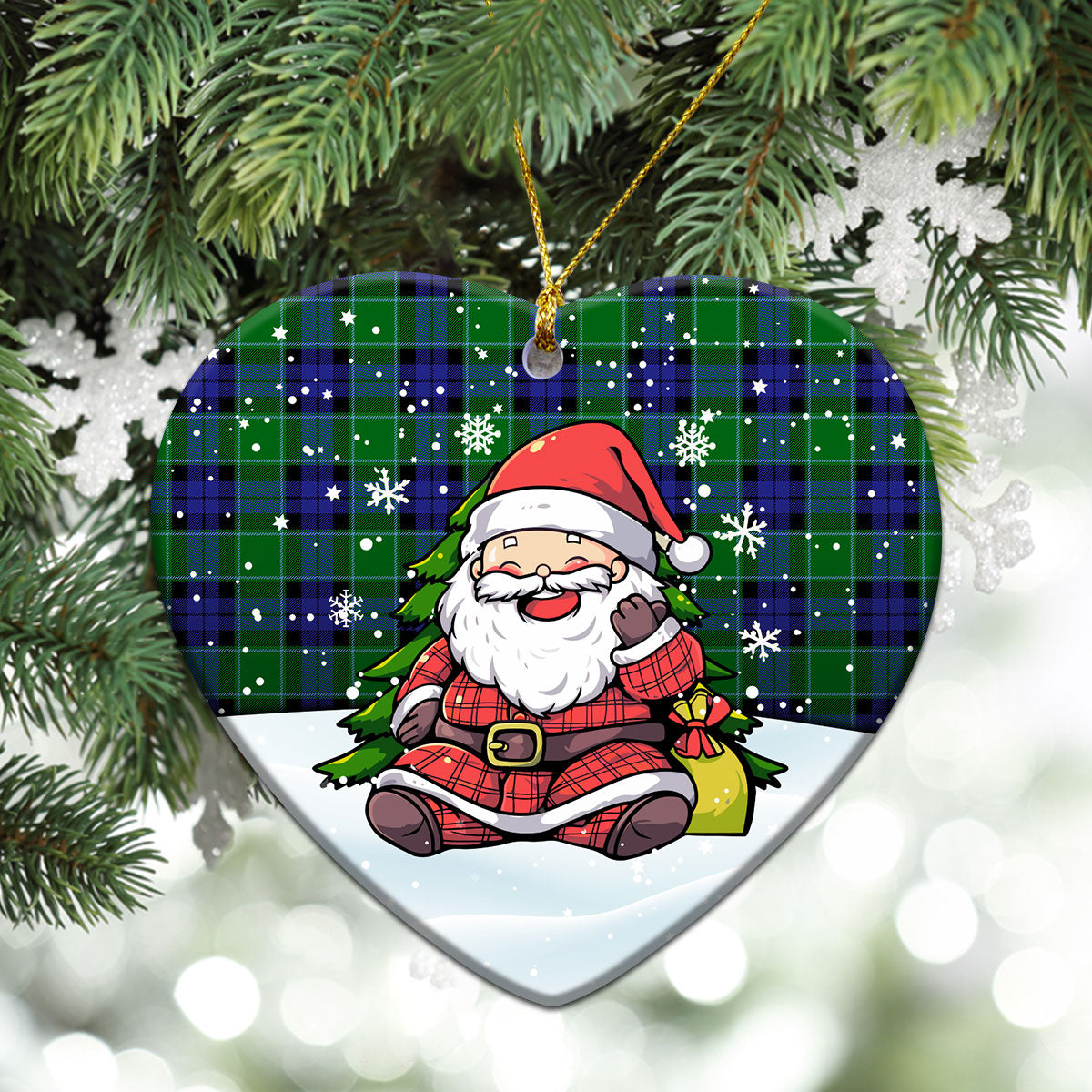 Haldane Tartan Christmas Ceramic Ornament - Scottish Santa Style