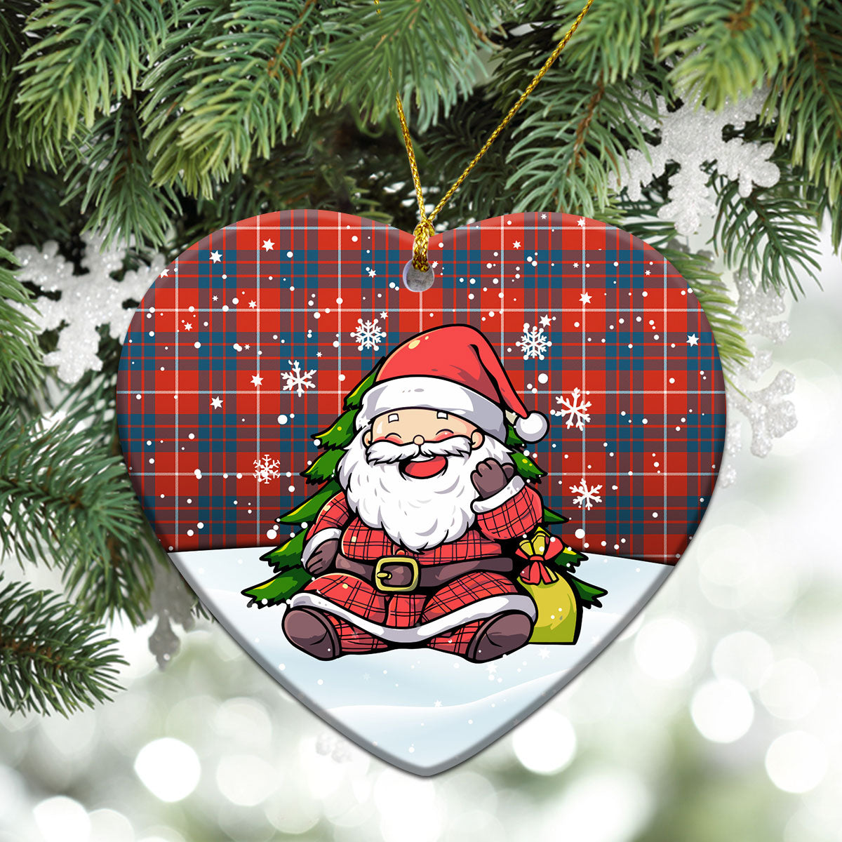 Hamilton Ancient Tartan Christmas Ceramic Ornament - Scottish Santa Style