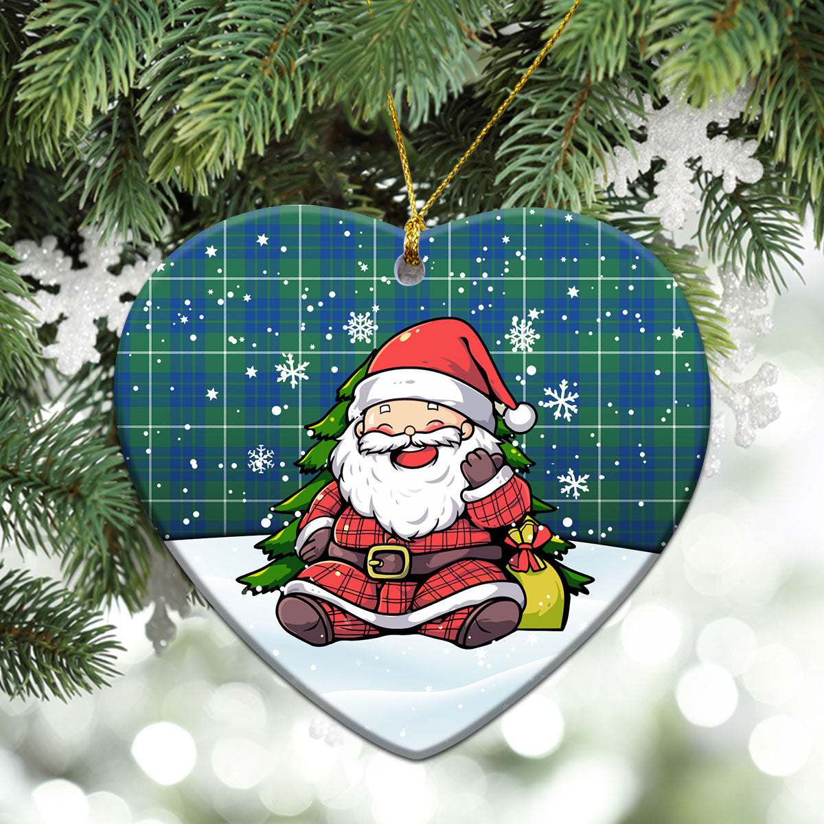 Hamilton Hunting Ancient Tartan Christmas Ceramic Ornament - Scottish Santa Style