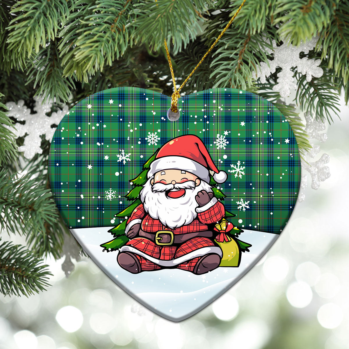 Kennedy Ancient Tartan Christmas Ceramic Ornament - Scottish Santa Style