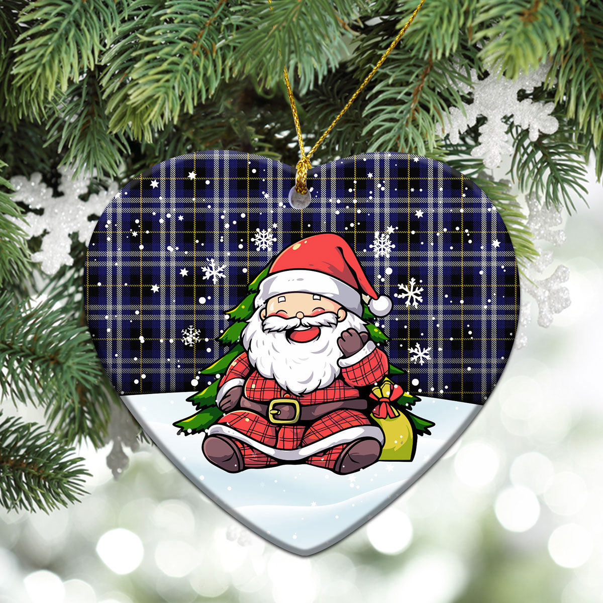 Kilmarnock Tartan Christmas Ceramic Ornament - Scottish Santa Style