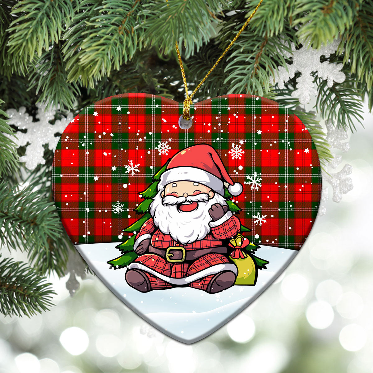 Lennox Tartan Christmas Ceramic Ornament - Scottish Santa Style