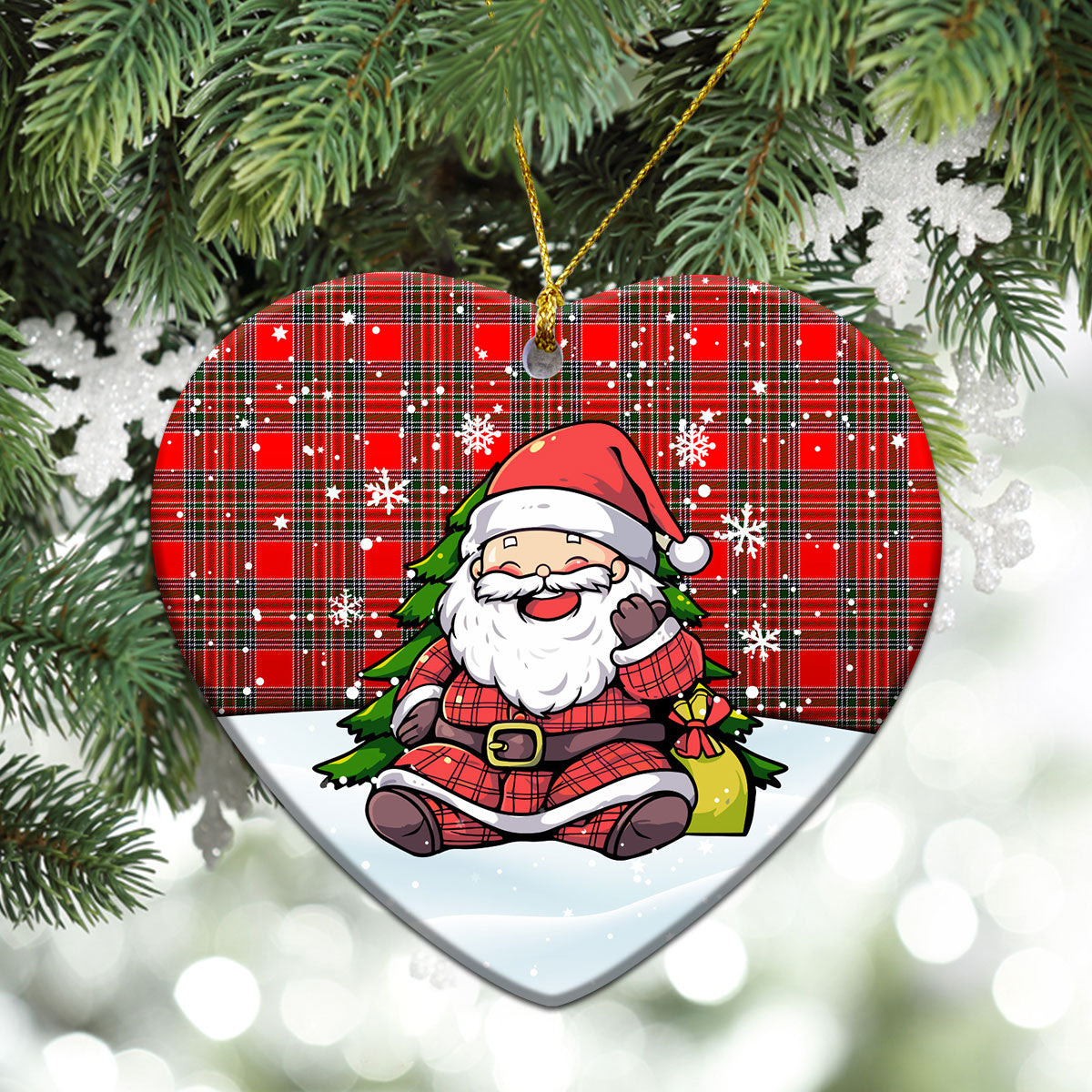 MacBean Tartan Christmas Ceramic Ornament - Scottish Santa Style