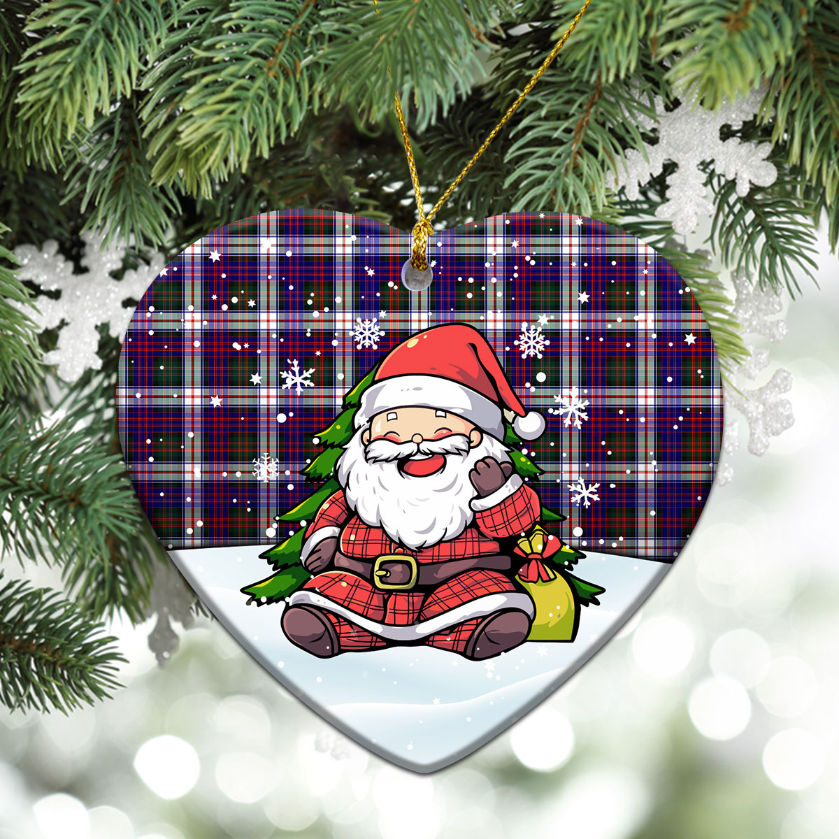 MacDonald Dress Modern Tartan Christmas Ceramic Ornament - Scottish Santa Style