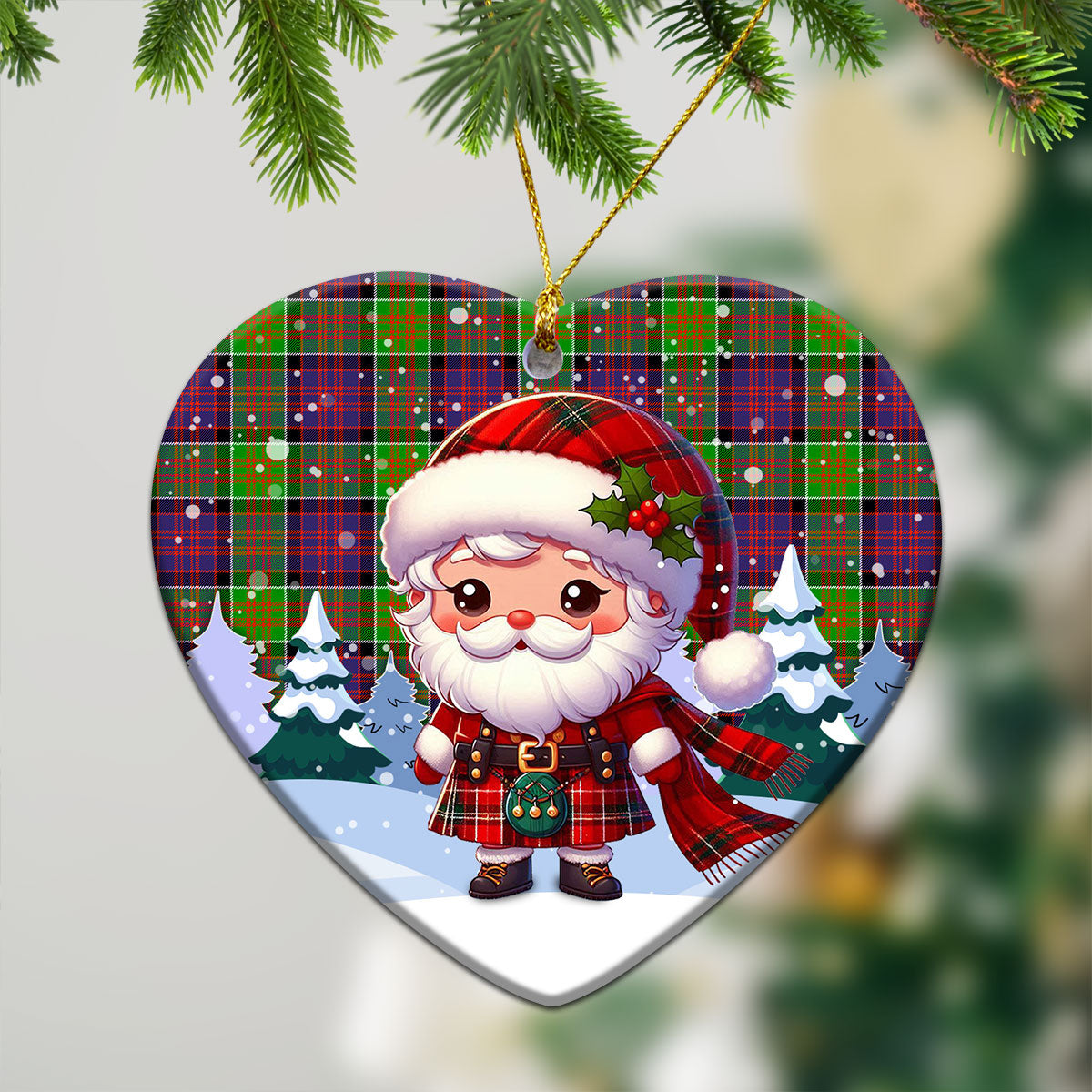 MacDonald (Clan Ranald) Tartan Christmas Ceramic Ornament - Santa Claus In Kilt Style