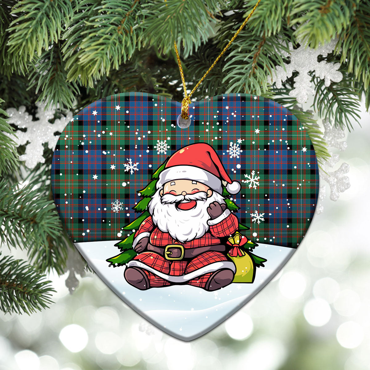 MacDonnell of Glengarry Ancient Tartan Christmas Ceramic Ornament - Scottish Santa Style