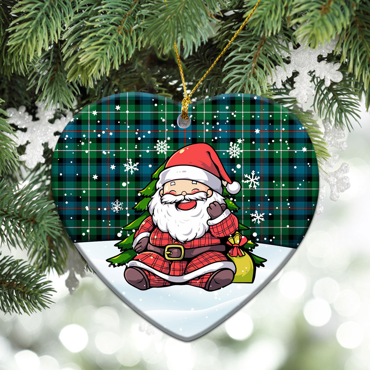 MacKenzie Ancient Tartan Christmas Ceramic Ornament - Scottish Santa Style