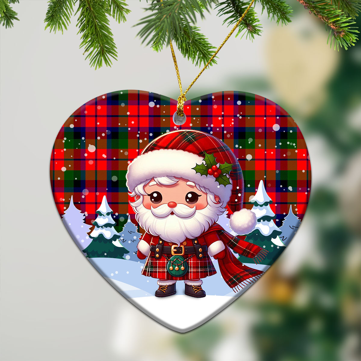 MacNaughten Tartan Christmas Ceramic Ornament - Santa Claus In Kilt Style