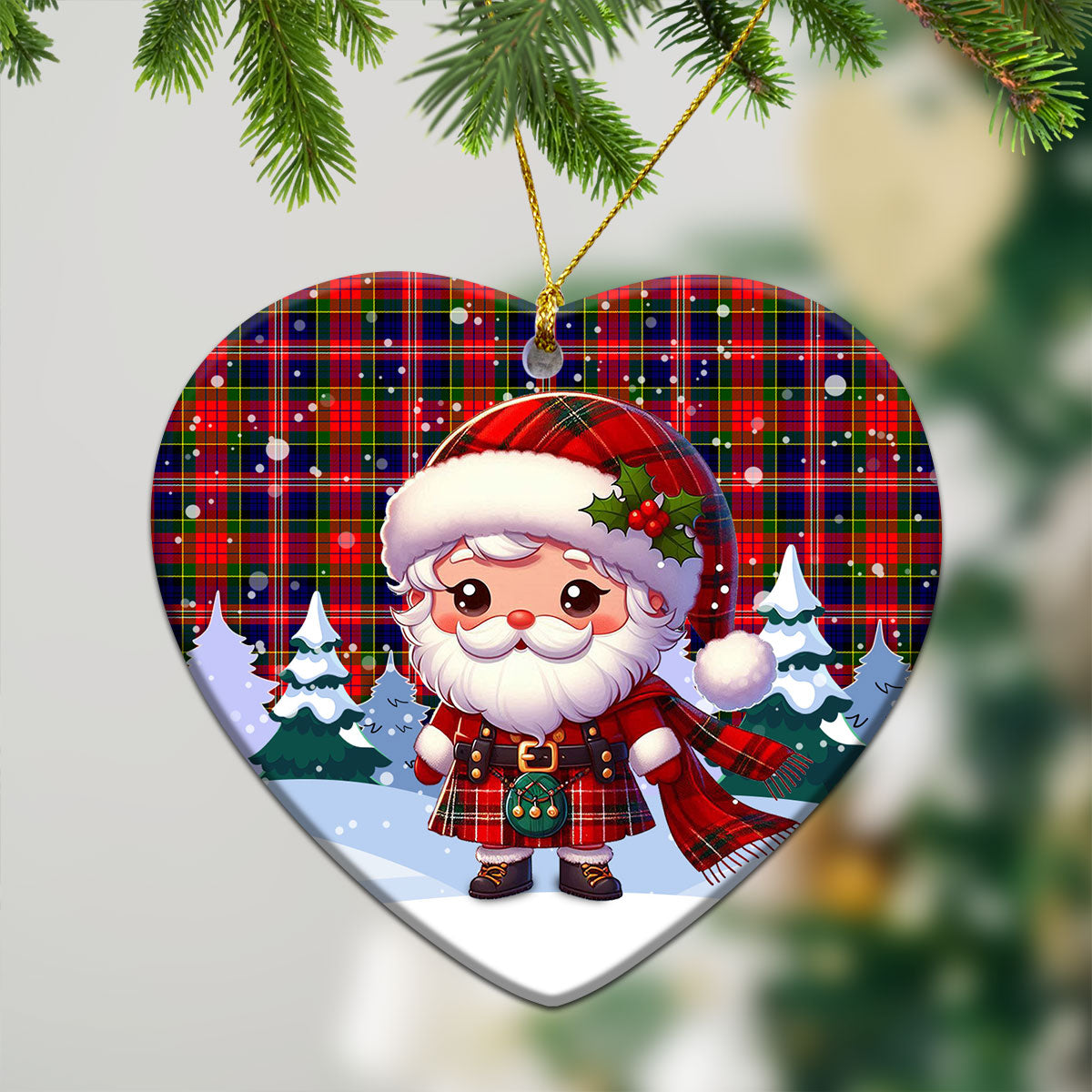 MacPherson Modern Tartan Christmas Ceramic Ornament - Santa Claus In Kilt Style