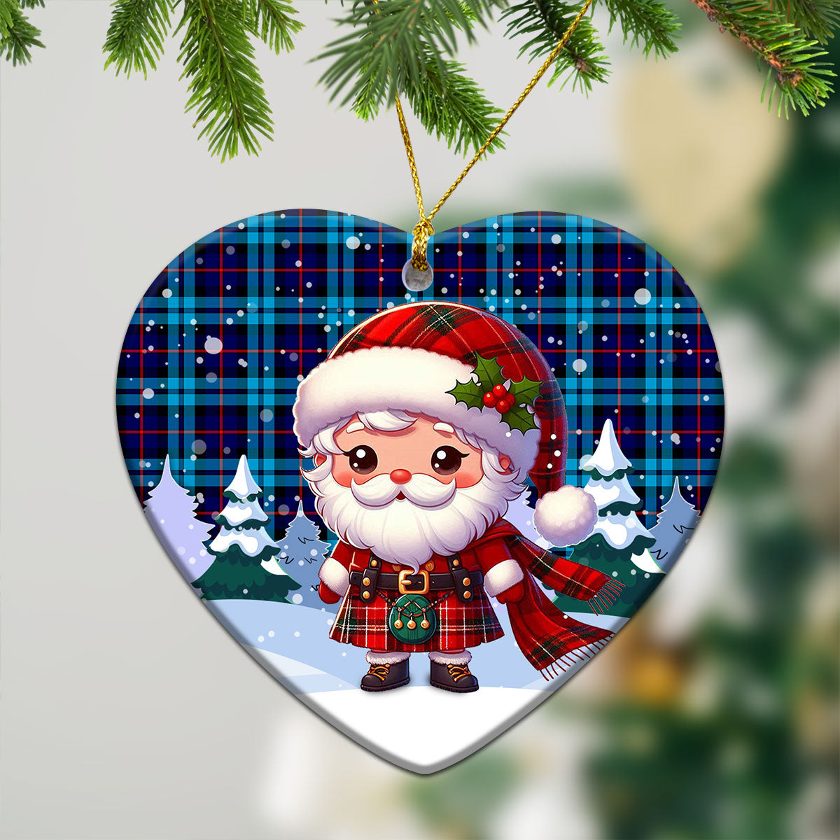 McCorquodale Tartan Christmas Ceramic Ornament - Santa Claus In Kilt Style