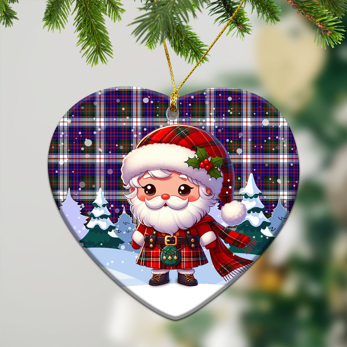 McDonald Dress Modern Tartan Christmas Ceramic Ornament - Santa Claus In Kilt Style