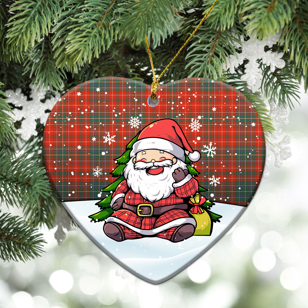 McDougall Ancient Tartan Christmas Ceramic Ornament - Scottish Santa Style