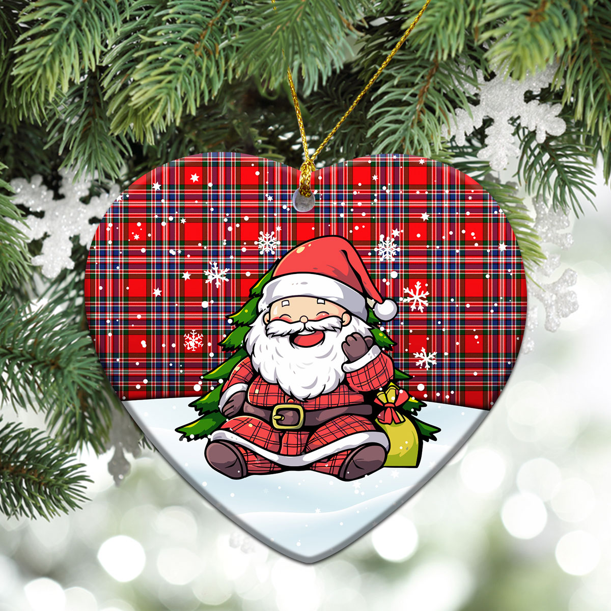 McFarlane Modern Tartan Christmas Ceramic Ornament - Scottish Santa Style