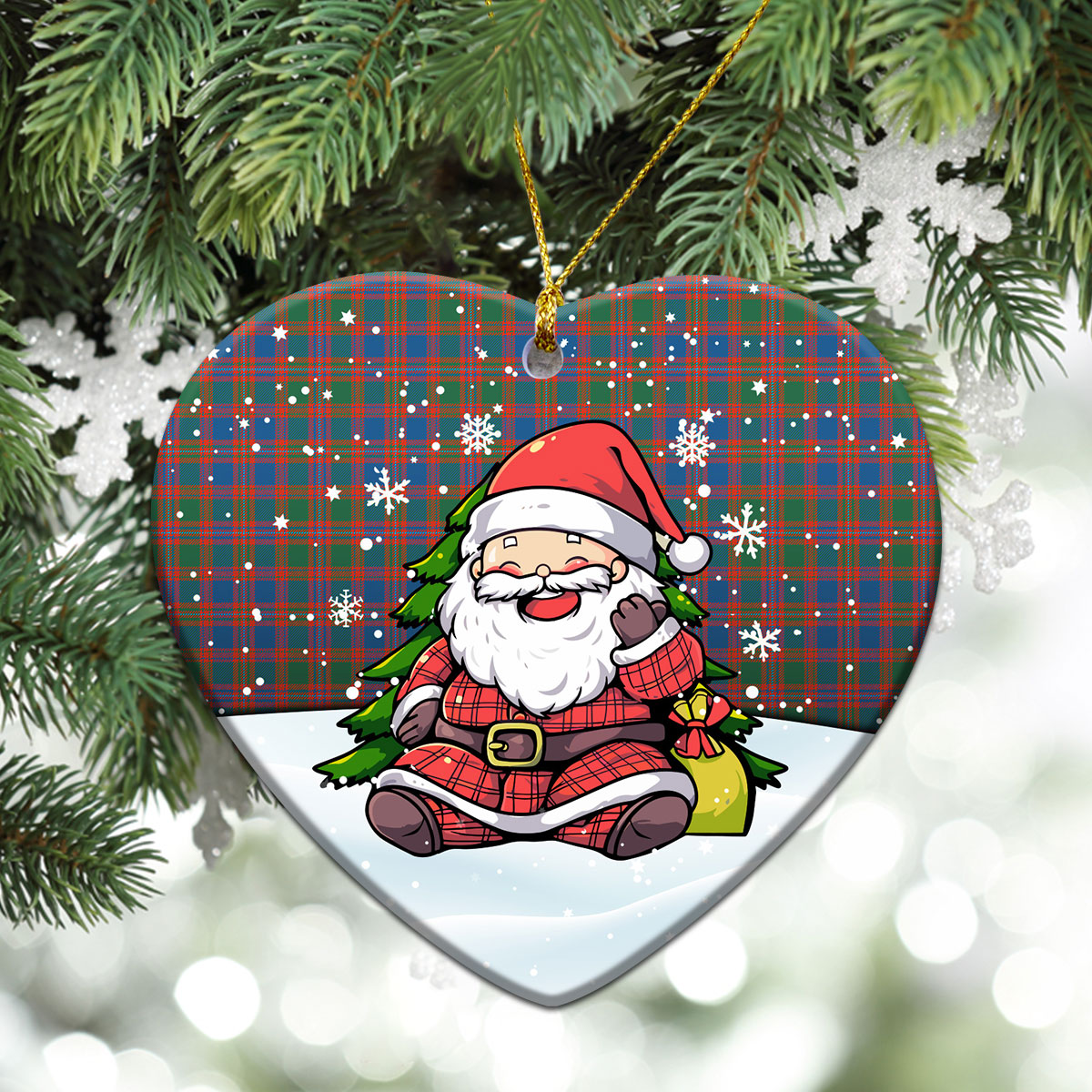 McIntyre Ancient Tartan Christmas Ceramic Ornament - Scottish Santa Style