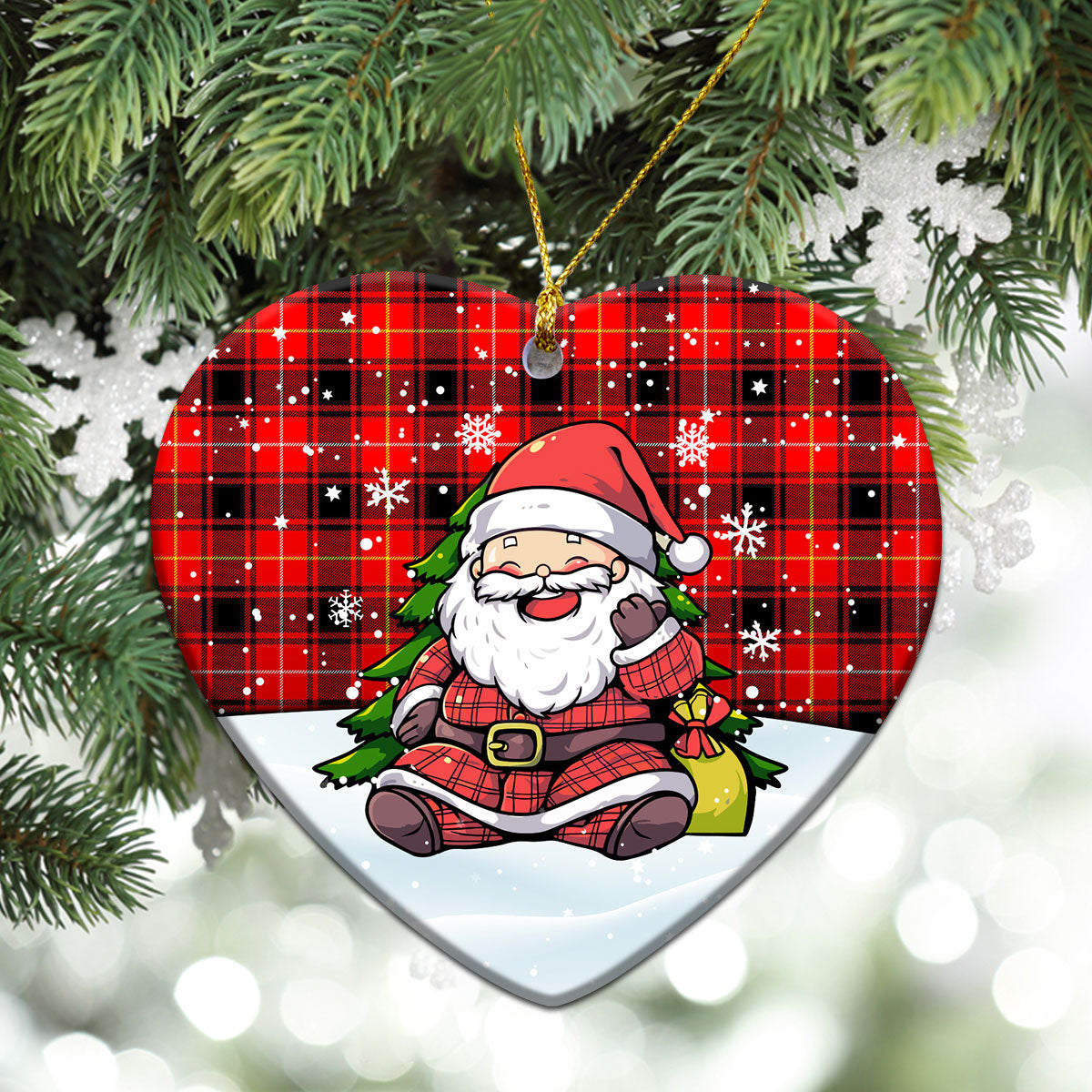 McIver Modern Tartan Christmas Ceramic Ornament - Scottish Santa Style