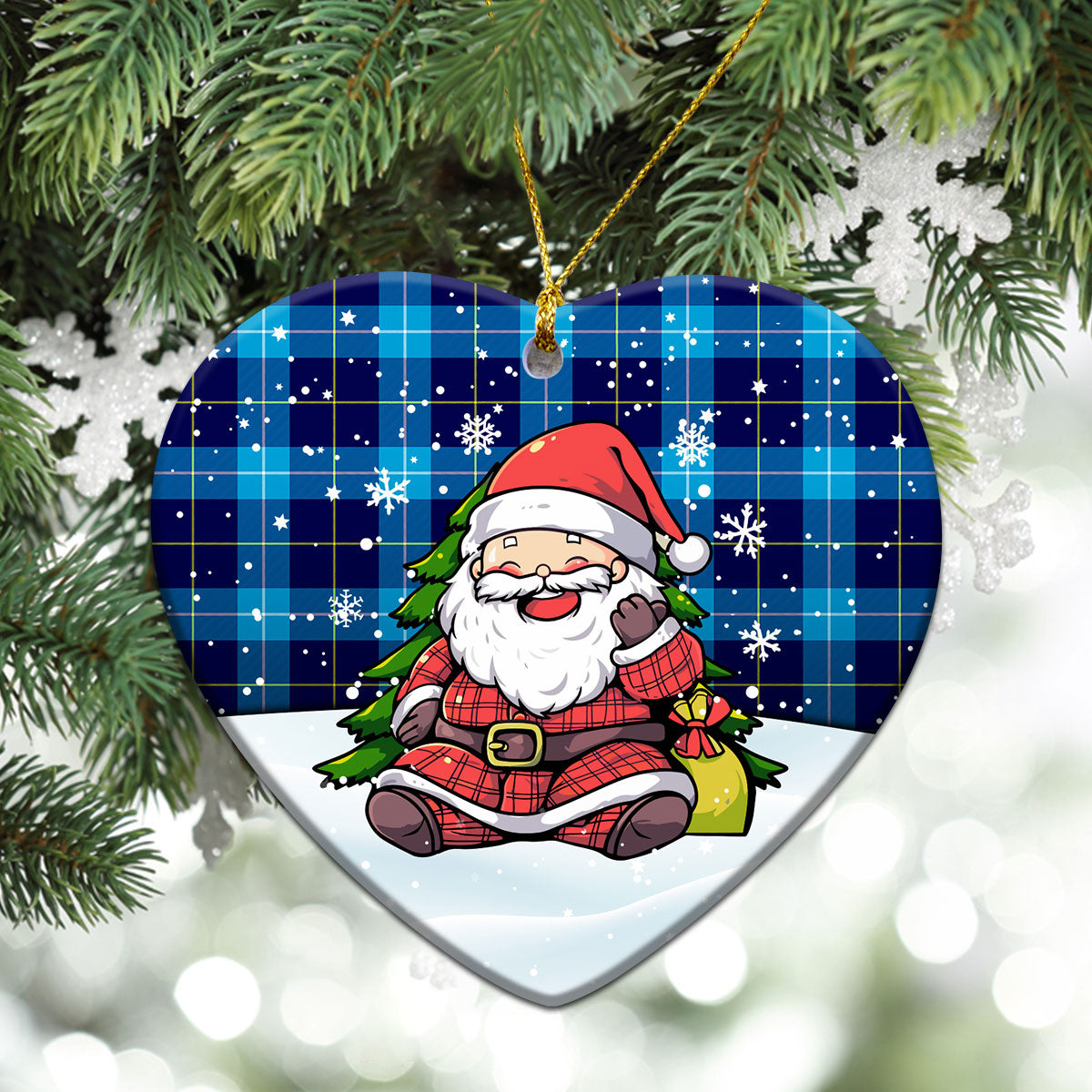 McKerrell Tartan Christmas Ceramic Ornament - Scottish Santa Style