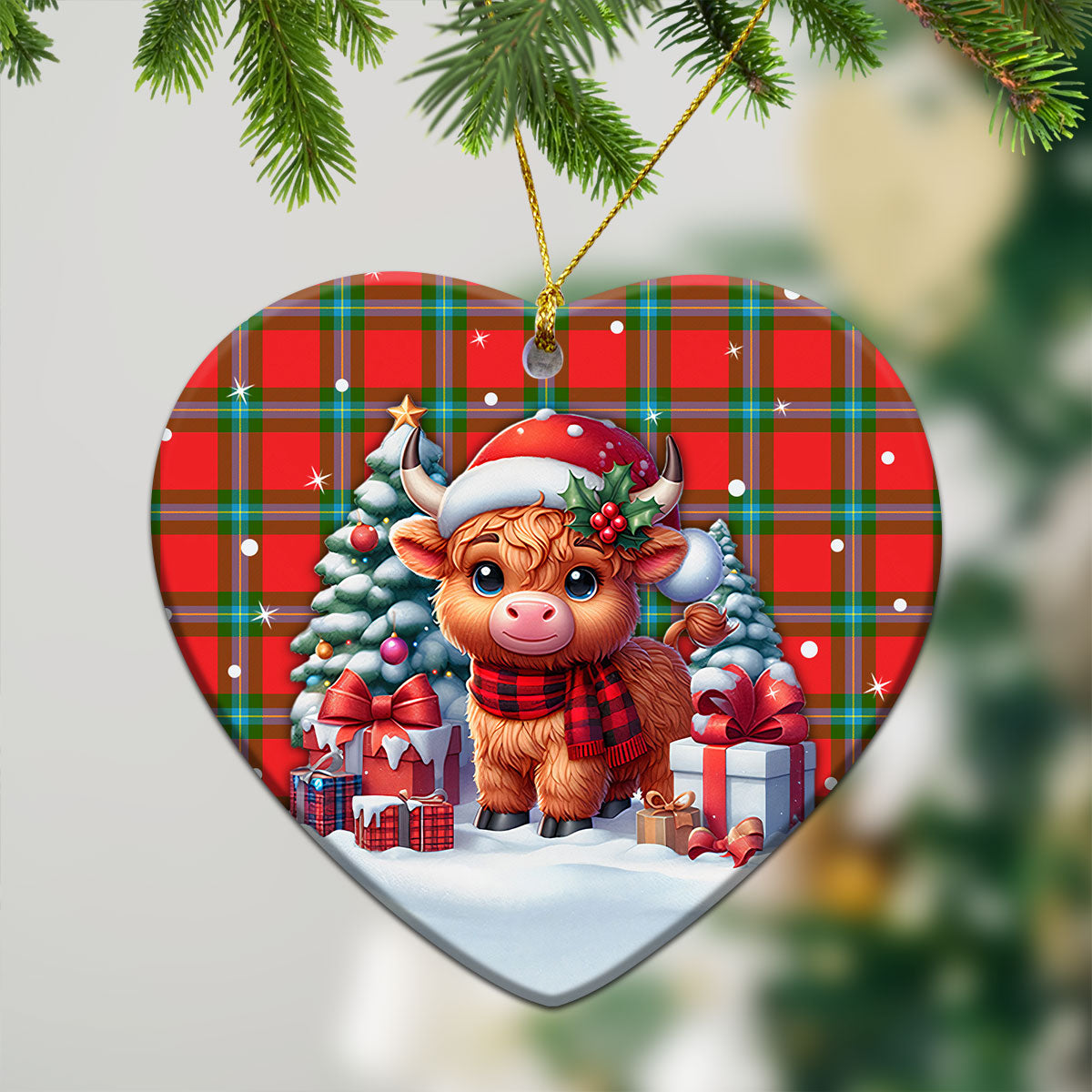 McLaine of Loch Buie Tartan Christmas Ceramic Ornament - Highland Cow Winter Style